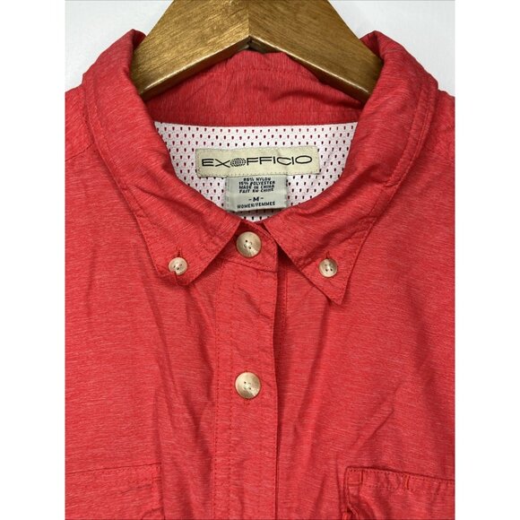 Exofficio Red Long Sleeve Button Shirt Vented Women's Medium - Picture 2 of 9